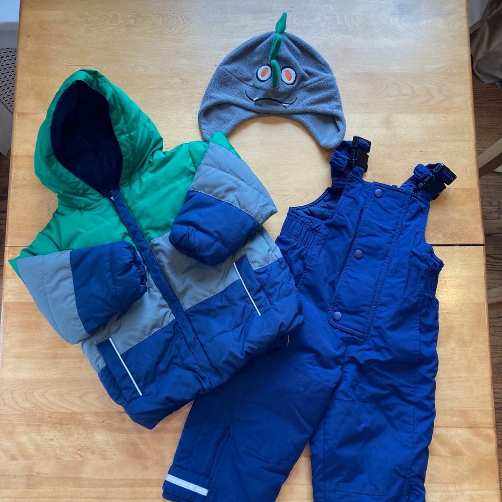 Hanna Andersson Puffer Bibs Hat Matching Set 90